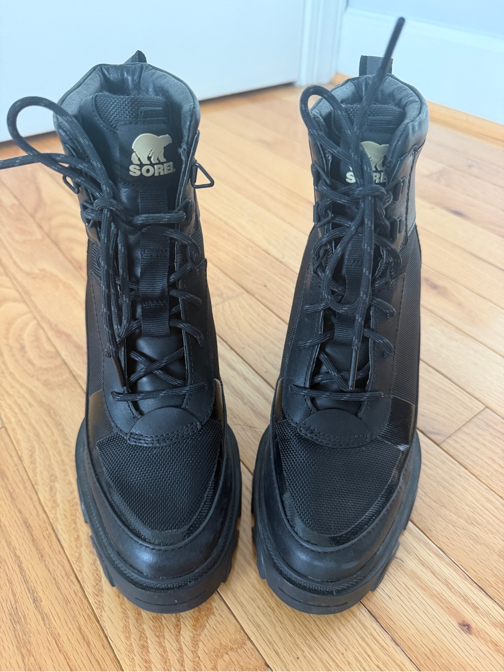 SOREL Brex Heel Lace Black Waterproof Chunky Boots Women’s 7.5